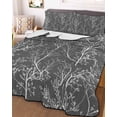 thumbnail image 3 of Quilts Queen Size Bedding Set, Dark Grey Botanical Lightweight Quilted Comforter, Vintage Floral Plants Branch Soft Reversible Bedspread Coverlet with Pillow Covers for All Season, 90" x 96", 3 of 7