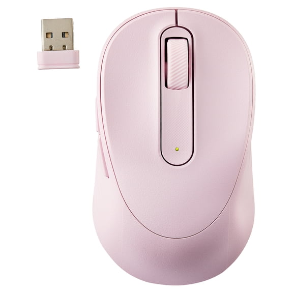 Onn Silent Wireless 5-Button Mouse with 1600 DPI and USB Nano Receiver, Pink