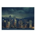 thumbnail image 3 of Cityscape Cutting Board, Hong Kong Cityscape Stormy Weather Dark Cloudy Sky Waterfront Port Dramatic View, Decorative Tempered Glass Cutting and Serving Board, Small Size, Multicolor, by Ambesonne, 3 of 5