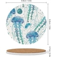 thumbnail image 3 of Round Drink Coasters 2 Pcs Transparent Jellyfish Absorbent Ceramic Coaster with Cork Base for Coffee Cups Housewarming Gift for Home Decor, 3 of 6
