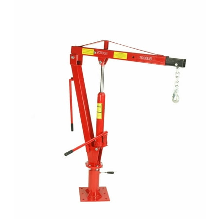 Dragway Tools 1 Ton Davit Crane with Swivel Base Hydraulic Jack & Foldable Arm