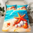 thumbnail image 2 of Erosebridal Orange Starfish Twin Sheet Sets, Sea Beach Bed Sheets Twin, Blue Ocean Bedding Twin Size, Ultra Soft Bedroom Decoration, 3 Pieces, 2 of 7