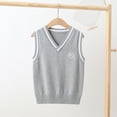 thumbnail image 2 of LPKRT Boys Sweater Vest V Neck Knit Sleeveless Waistcoat Classic Fit Lightweight School Tank Top Grey 3-4 Years, 2 of 3