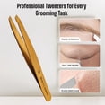 thumbnail image 3 of Beauty Power Precision Slant Tip Eyebrow Tweezers, Stainless Steel, Gold, With Storage Tube, 3 of 7