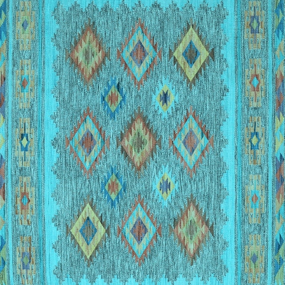 Ahgly Company Indoor Square Southwestern Light Blue Country Area Rugs, 6' Square
