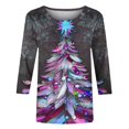 thumbnail image 5 of YABCSAZ Ugly Christmas Sweaters for Women 3/4 Sleeve Tops Casual Loose Pullover Oversize Crewneck Sweatshirt Xmas Graphic Print Fall Trendy Outfits T Shirts for Xmas Party Holiday Tops, 5 of 5
