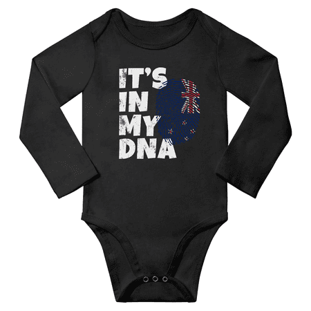 

It s In My New Zealand DNA Baby Long Sleeve Bodysuit Outfits (Black 18 Months)
