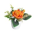 thumbnail image 4 of Rosas artificiales en maceta, plantas falsas, flores de seda novedosas en maceta en jarrón para regalo de inauguración de la casa, cafetería, sala de Naranja, 4 of 8