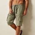 thumbnail image 5 of Hurxie Men's Capri Long Elastic Cargo Shorts Below Knee Shorts 3/4 Cotton Cargo Casual Shorts with Multi-Pockets Army Green,XL, 5 of 6