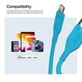thumbnail image 5 of Powertek Neon Blue Silicone USB-A to Lightning Cable, 6ft MFi Certified Fast Charging iPhone Charger Cord, Durable Tangle-Free Sync Cable for iPhone, iPad & iPod, 5 of 6