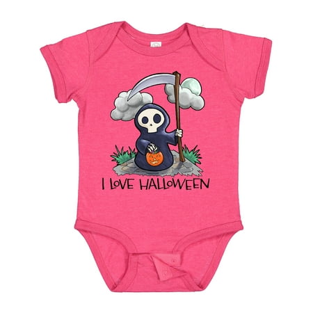 

Inktastic I Love Halloween with Cute Trick or Treating Grim Reaper Boys or Girls Baby Bodysuit