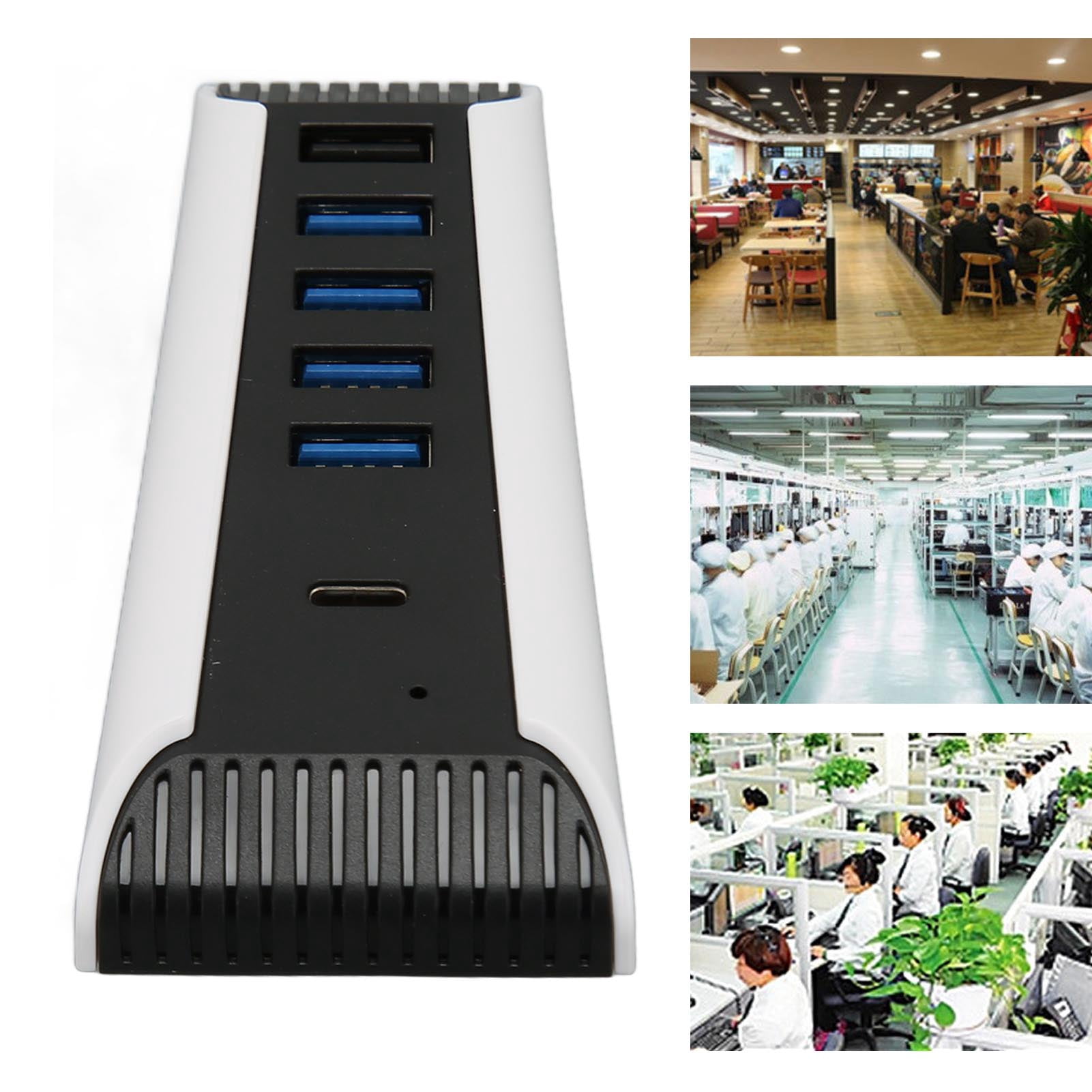 USB Hub, USB High Speed Expansion Hub ABS 5 Port Stable 1x USB Fast Charging Port 1x USB C  for Game Console