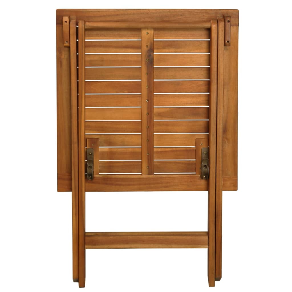 Kepooman 23.6" Outdoor Patio Folding Wooden Square Bistro Table Set, Set of 3, Brown & White