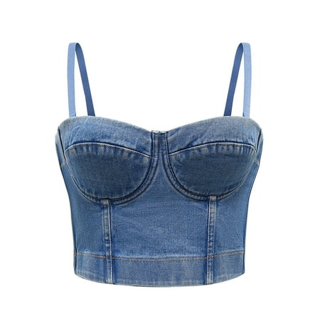 Crop Top Women Tank 2022 Summer Top Cropped Woman Clothes Sexy Camis Push Up Denim Bra Clothing Backless Bustier Party Club Vest