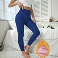 thumbnail image 5 of Fiaer Lined Leggings Women Plus Size Thermal Yoga Pants Thickened High Waisted Warm Slim Fit Trousers Blue XL, 5 of 7