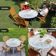 thumbnail image 4 of Light Blue Coastal Round Tablecloth for 36-44 Inch Tables,Fitted Table Cover with Elastic Edge,Coral Jellyfish Starfish Ocean Nautical Waterproof Outdoor Table Cloth Protector for Patio Garden Dinner, 4 of 9
