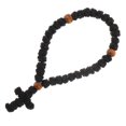 thumbnail image 1 of Prayer Braided Cross Bracelet with Wooden Beads for Praying Black, 1 of 4