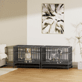 thumbnail image 6 of Magshion 37" Medium Alloy Steel Heavy Duty Indestructible Dog Crate, Escape Proof Dog Cage Kennel with Lockable Wheels, High Anxiety Double Door Dog Crate for Indoor and Outdoor w/Wheels, Dark Silver, 6 of 11
