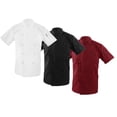 thumbnail image 3 of Hombres, Mujeres, Cuello Mandarín, Doble Botonadura, Manga Corta, Uniforme De Chef, Uniforme - Negro, 3XL Sunnimix Chaqueta de chef para mujeres, 3 of 8