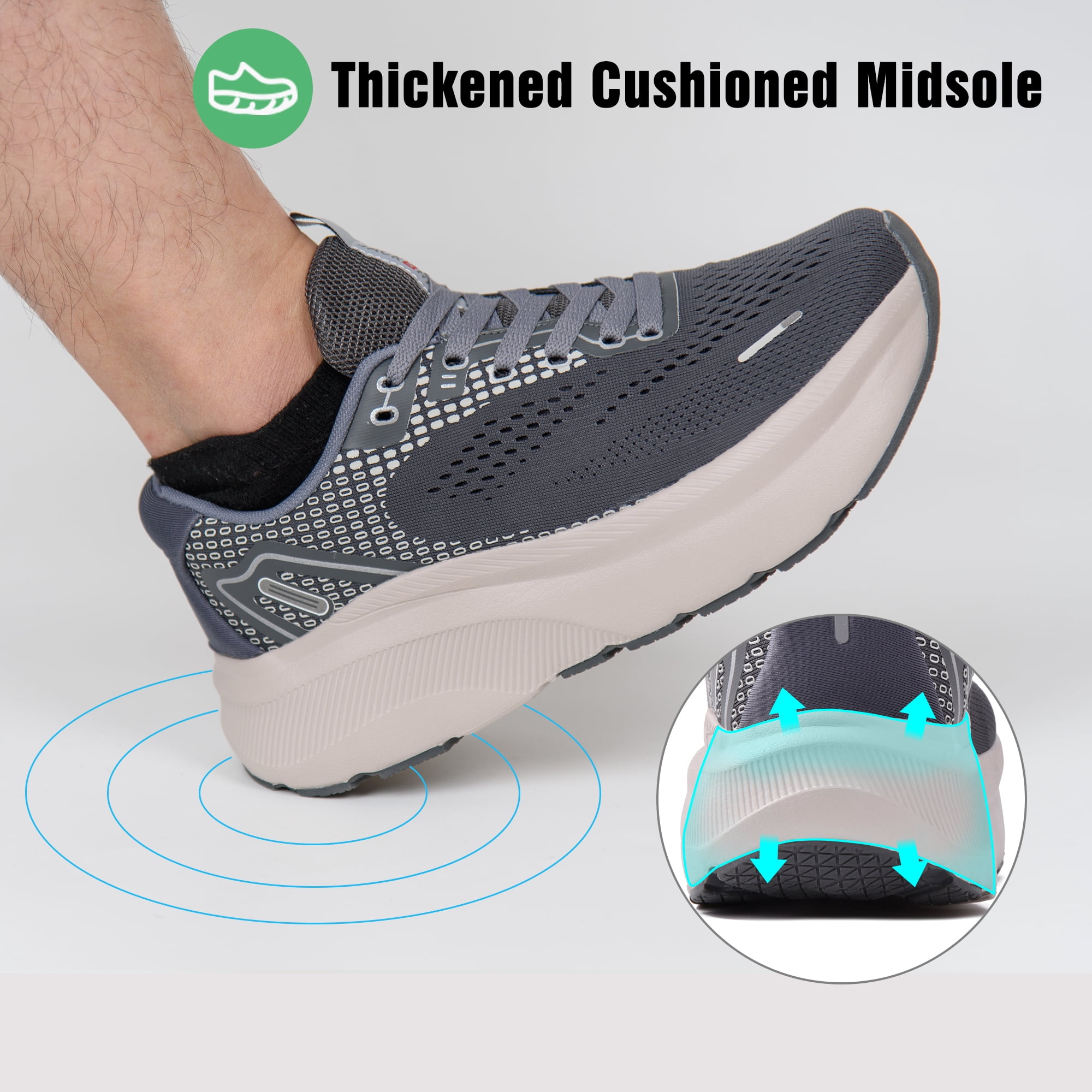 SUYSTEX Wide Toe Box Shoes for Men Arch Support Shoes Wide Width Sneakers for Running Walking Athletic Orthopedic Plantar Fasciitis Workout with Thick Cushioned Zero Drop Sole