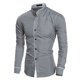 thumbnail image 1 of Playeras Camiseta informal a la moda para hombre, camiseta sencilla y cómoda de Color sólido con cuello y botones, camiseta de manga larga (Grey, L), 1 of 3