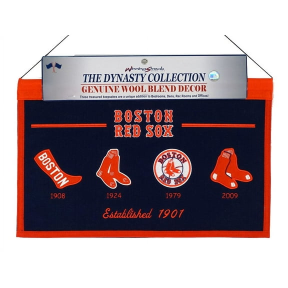 Boston Baseball Red Sox - Established 1901 - Classic Logos through the years Wool Heritage Dynasty Banner 22 x 14