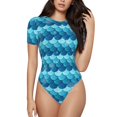 thumbnail image 2 of Uemuo Pearlescent Scales Pattern Women's One Piece Short Sleeve Swimsuit Rash Guard Surfing Modest Quick-drying Swimsuit Beach Essentials-XX-Large, 2 of 9
