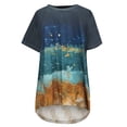thumbnail image 4 of Deals under 10.00 LYXSSBYX Womens Long Sleeve Tops Hot Sale Clearance Fashion Women Summer Casual Round Neck Short Sleeve Printed Ladies Tops Blouse T-shirt, 4 of 8