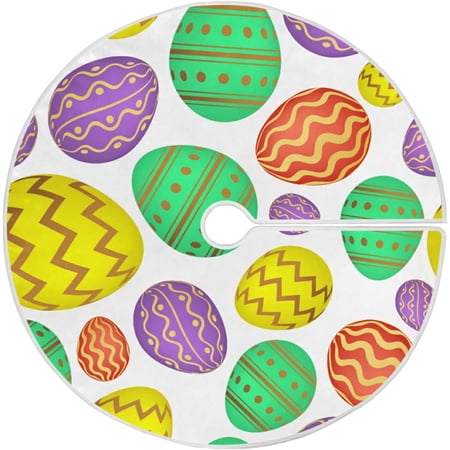 ZHANZZK Colorful Easter Eggs Xmas Christmas Tree Skirt Stand Mat for Holiday Party Decoration Indoor Outdoor 36 inches