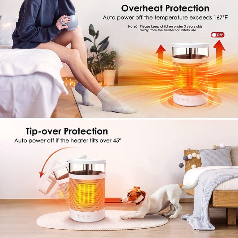Electric Space Heater, Portable 800W Adjustable PTC Fast Heating Ceramic  Heater Built-in Timer and Oscillation, 3-in-1 Heater with Humidifier and  Night Light for Bedroom Desk Office Use, White - Walmart.com