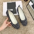 thumbnail image 5 of qkdmdw Black Women'S Flats Loafers Ballet Shoes Slip On Checkered Pattern Comfortable Casual Work Shoes For Spring, 5 of 9