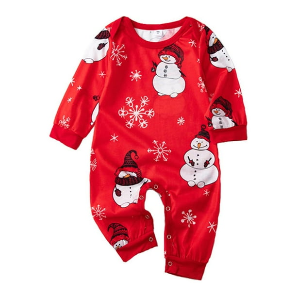 EQWLJWE Christmas Pajamas Matching Family Clearance Newborn Baby Christmas Romper Funny Christmas Plaid Elk Christmas Tree Print Pajama Set Holiday