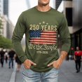 thumbnail image 4 of KHONTS Men's 4th of July 250th Anniversaries T Shirts Long Sleeve Crew Neck Printed Tees Slim Fit Casual Fashion Tops Army Green M, 4 of 5