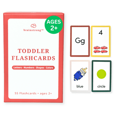 50 Toddler Flashcards | Letters, Numbers, Shapes, Colors | Ages 2-5 | Brainstrong Premium Flash Cards