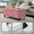 thumbnail image 4 of SEANATIVE Ottoman Slipcover Rectangular Storage Ottoman Bench Cover Stretchable Storage Footstool Cover with Non-Slip Elastic Band Washable Footrest Foot Stool Covers, M, Rose Pattern Pink, 4 of 7