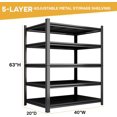 thumbnail image 3 of 63" H Storage Shelves Standing Shelf Units Metal Shelf Organizer Unit Metal Shelves Adjustable Pantry Shelf for Closet Pantry Basement Kitchen Warehouse 63" H X 40" W X 20" D, 3 of 8