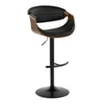thumbnail image 4 of Symphony Adjustable Bar Stool, Black Bar Stools, Bar Chairs, Swivel Bar Stools, Bar Stools Set of 2, Bar Height Stools Set of 2 (Walnut Wood, Black), 4 of 6
