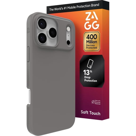 ZAGG Manhattan Snap Phone Case for iPhone 17 Pro Max - Gray Clay Drop Protection (13ft/4m) Soft-Touch Silicone Slim & Lightweight Smooth Surface & No-Slip Grip MagSafe Compatible