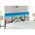 thumbnail image 2 of Beach Headboard, Empty Beach with Pathway Mediterranean Heaven Serene Quiet Nobody Summer Peace Theme, Upholstered Decorative Metal Bed Headboard with Memory Foam, Full Size, Cream Blue, by Ambesonne, 2 of 4