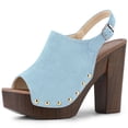 thumbnail image 1 of Sandalias Allegra K Punta Abierta Talón Abierto Plataforma Tacón Grueso Para Mujer Azul Cielo 38, 1 of 6