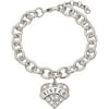 Personalized Planet Crystal Rhodium-Plated Sister Heart Bracelet