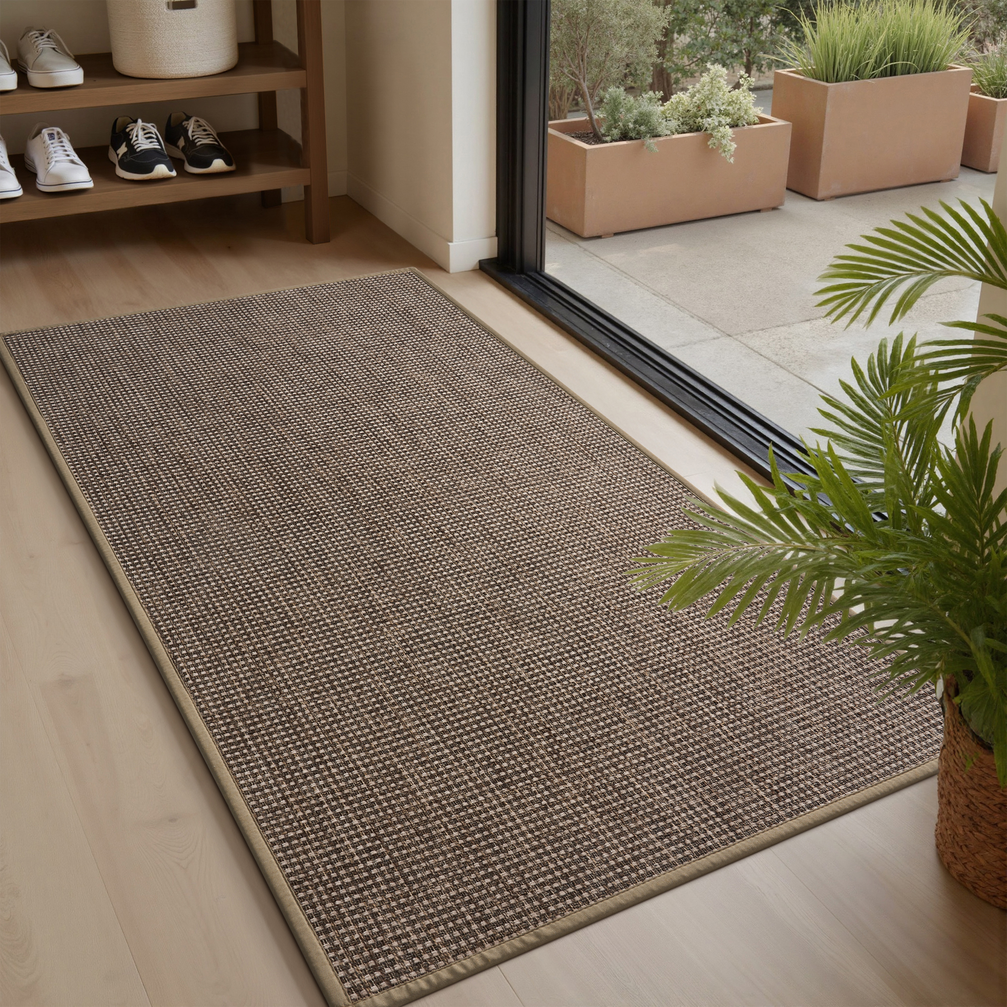 FEELHOME Door Mats for Inside 24"x47" Non Slip Rubber Welcome Mat for Inside Low-Profile Dirt Trapper Indoor Door Mats for Entryway Absorbent Washable Entry Rug Floor Mats Brown