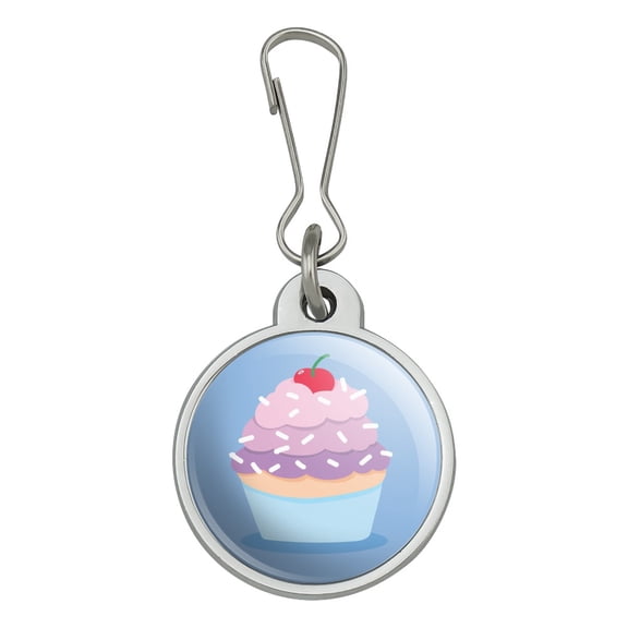 Cute Cupcake Vanilla Cherry with Sprinkles Jacket Handbag Purse Luggage Backpack Zipper Pull Charm