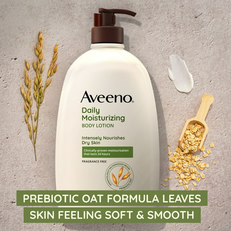 Aveeno Daily Moisturizing Body Lotion with Soothing Prebiotic Oat, Gentle  Lotion Nourishes Dry Skin With Moisture, Paraben-, Dye- & Fragrance-Free