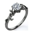 thumbnail image 4 of JeenMata Tree Leaf Design - Nature Inspired Ring - 0.50 Carat Round Brilliant Cut - Soliatire Engagement Ring - 18K Black Gold Plating over Silver, 4 of 6