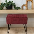 thumbnail image 5 of Home Soft Things Textured Velvet Ottoman Stool Chair, Upholstered Footrest with Black Metal Legs, Ruby Wine, 19" x 13" x 17", 5 of 7