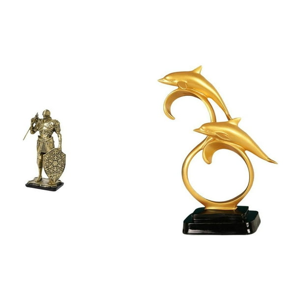 Figura de escritorio,Figura decorativa de caballero,escultura,artesanía,decoración de escritorio,Arte decorativo coleccionable para el hogar y la oficina,Figura de delfín,Colección de