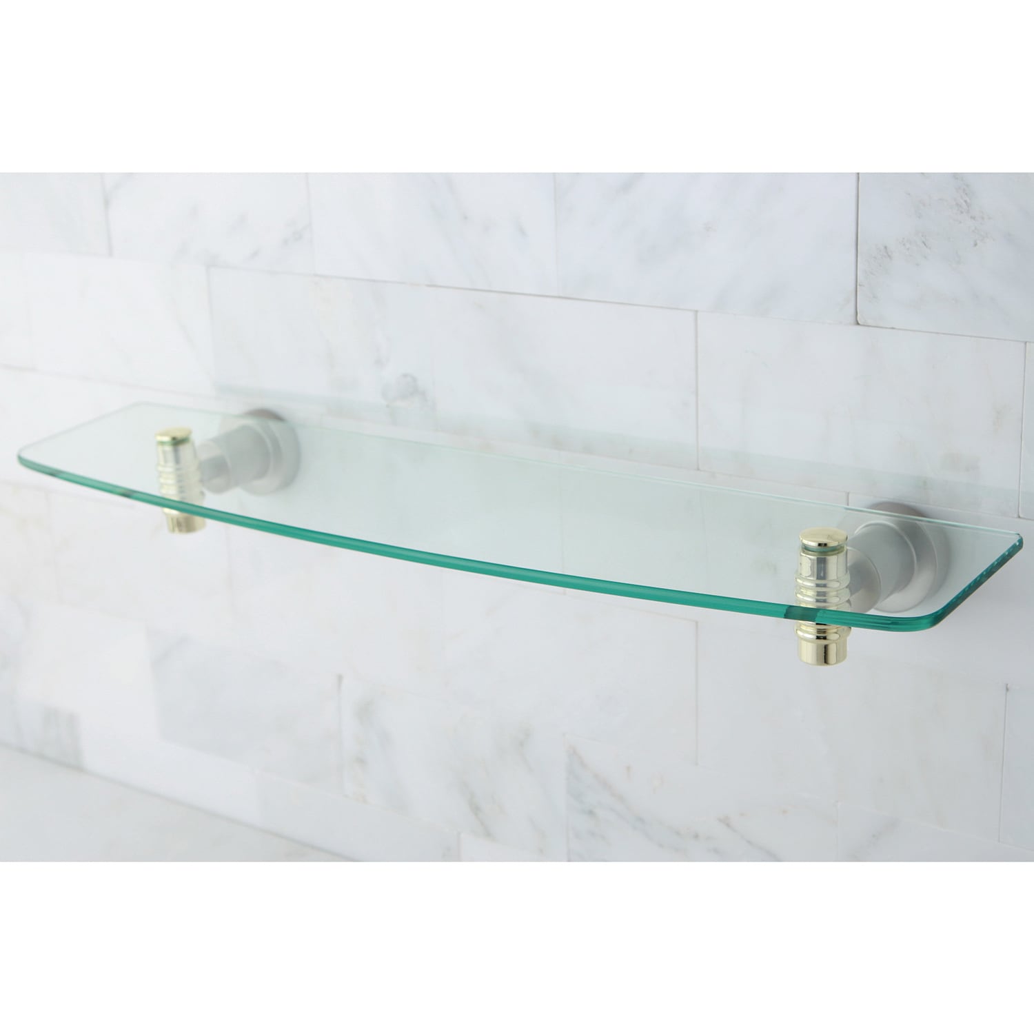 Kingston Brass Satin Nickel/ Polished Brass Bathroom Glass Shelf