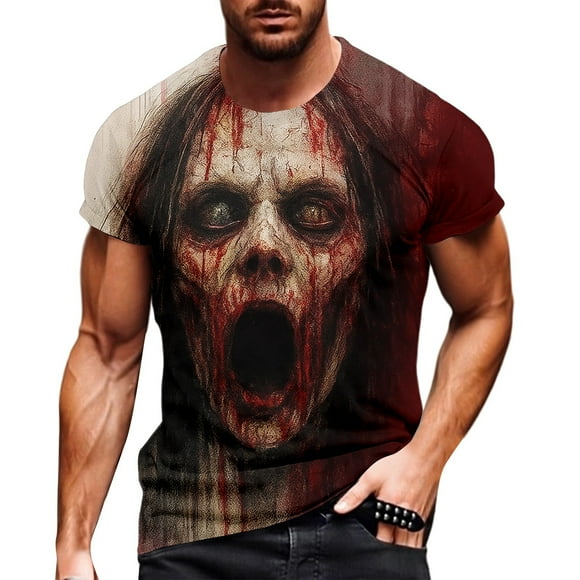 Men's Halloween Graphic T-Shirt Print Short Sleeve Casual Crewneck Top for Party Everyday Wear