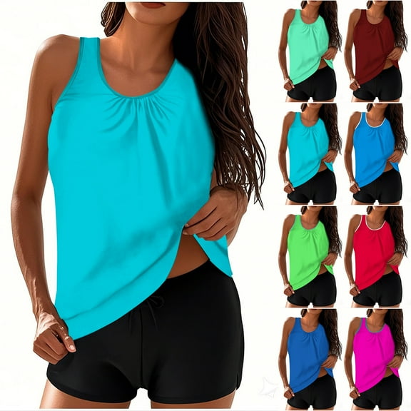 Kmdttou Womens Swimsuits Swimsuit Fashion Print Set Sports Two-piece Swimsuit With Shorts Swimsuit Set on Clearance